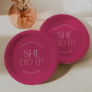 Assiettes En Carton Pied moderne Hot Rose Elle L'A Fait Graduation