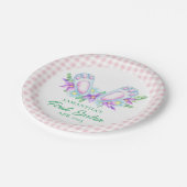 Assiettes En Carton Pied Plaid Rose Personnalisé Mes premiers pieds Pâ (Angle)