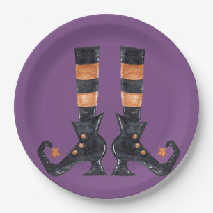 Assiettes En Carton Pieds de sorcière d'Halloween