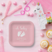 Assiettes En Carton Pieds roses bébé fille douche (Fête)
