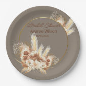 Assiettes En Carton Pierre Chaude Boho Pampas Douche en laiton (Devant)