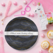 Assiettes En Carton Pierre d'Agate Noir & Or moderne Abstrait (Fête)