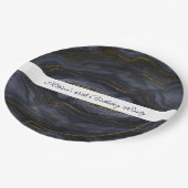 Assiettes En Carton Pierre d'Agate Noir & Or moderne Abstrait (Angle)