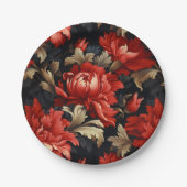 Assiettes En Carton Pierre florale rouge (Devant)