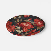 Assiettes En Carton Pierre florale rouge (Angle)