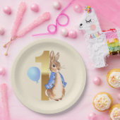 Assiettes En Carton Pierre le lapin 1er anniversaire Ballon bleu (Fête)