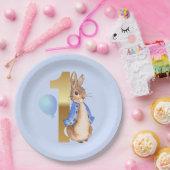 Assiettes En Carton Pierre le lapin 1er anniversaire Ballon bleu (Fête)