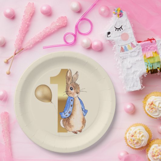 Assiettes En Carton Pierre le lapin 1er ballon d'or anniversaire (Fête)