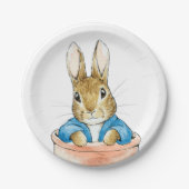 Assiettes En Carton Pierre le lapin assis dans un pot (Devant)