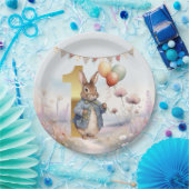 Assiettes En Carton Pierre le lapin avec ballons Premier anniversaire (Fête)