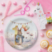 Assiettes En Carton Pierre le lapin avec ballons Premier anniversaire (Fête)
