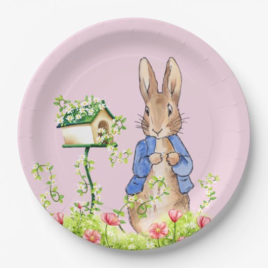 Assiettes En Carton Pierre le lapin dans son jardin (Devant)