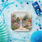 Assiettes En Carton Pierre le lapin dans son jardin (Fête)