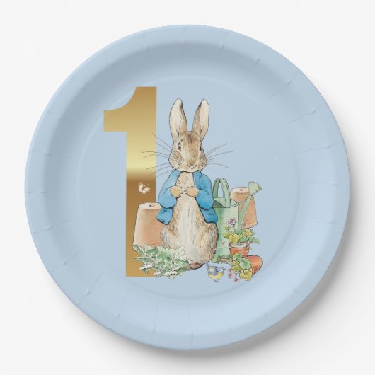 Assiettes En Carton Pierre le lapin Premier anniversaire (Devant)