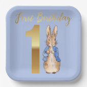 Assiettes En Carton Pierre le Rabbit Gold 1er anniversaire (Recto)
