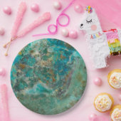 Assiettes En Carton Pierre minérale bleu Chrysocolla (Fête)