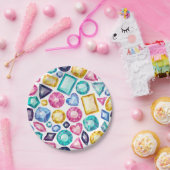 Assiettes En Carton Pierres gemmes brillantes Girly chics de diamant (Fête)