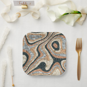 Assiettes En Carton Pierres Naturelles de Quartz Abstrait Vintage