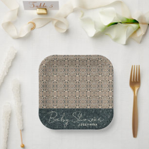 Assiettes En Carton Pierres Naturelles en Quartz Abstrait Vintage Pers