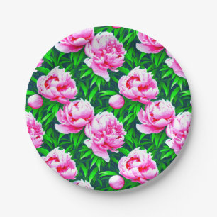 Assiettes En Carton Pies roses Jardin Imprimer