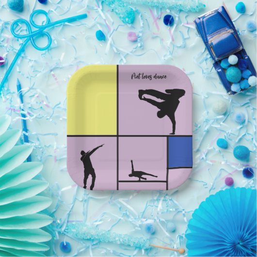 Assiettes En Carton Piet Love Danse Mondrian Street Hiphop Style (Fête)