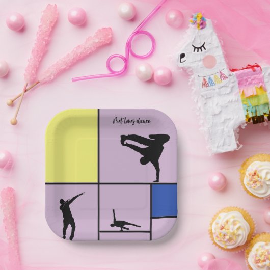 Assiettes En Carton Piet Love Danse Mondrian Street Hiphop Style (Fête)