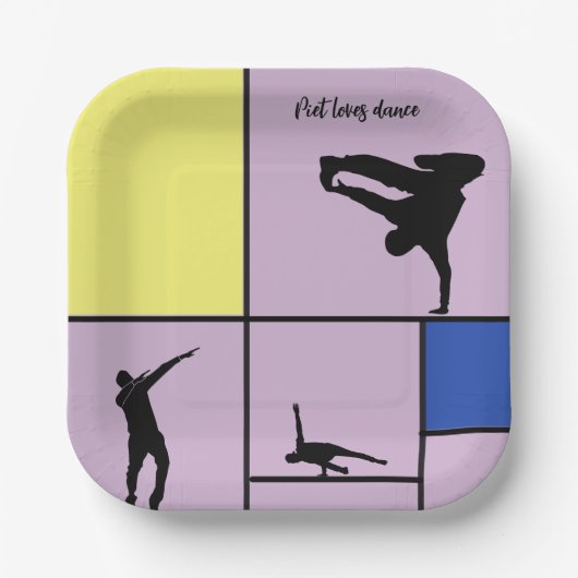 Assiettes En Carton Piet Love Danse Mondrian Street Hiphop Style (Recto)