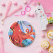 Assiettes En Carton Pieuvre "Sous la mer" (Fête)