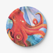 Assiettes En Carton Pieuvre "Sous la mer" (Devant)