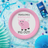 Assiettes En Carton Pig Out C'est une fête rose Personnalisé Parti (Fête)
