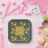 Assiettes En Carton Pigeon Blue Yellow Fish Art Nouveau (Fête)