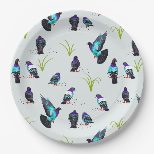 Assiettes En Carton Pigeons (Devant)