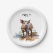 Assiettes En Carton Piglet en jeu, personnalisation (Devant)