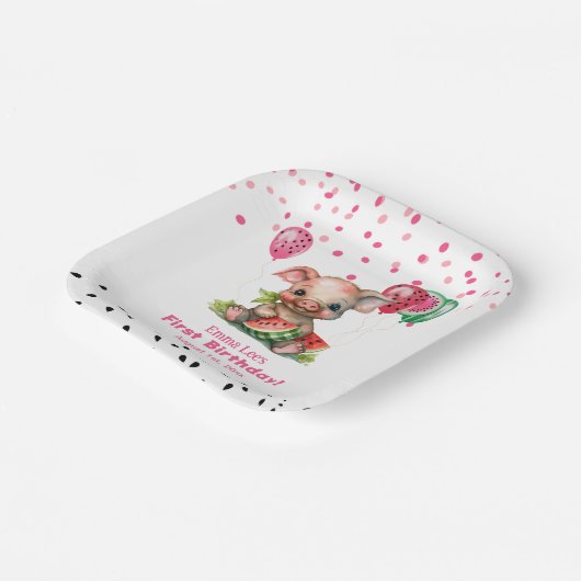 Assiettes En Carton Piglet mignon pastèque Anniversaire (Angulaire)