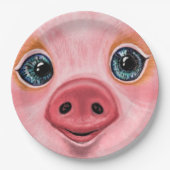 Assiettes En Carton Piglet rose Bébé Funny Plaques de papier sourire (Devant)