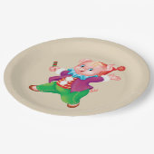 Assiettes En Carton piglet rose joyeux (Angle)
