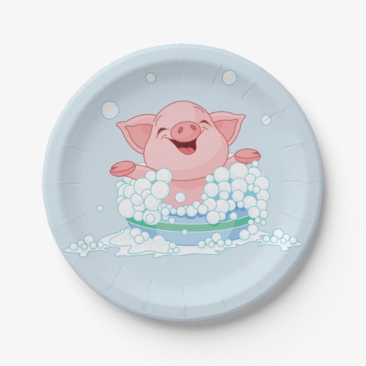 Assiettes En Carton Piglet Taking A Bath Paper Plates (Devant)