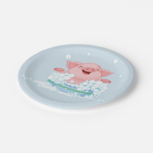 Assiettes En Carton Piglet Taking A Bath Paper Plates (Angle)