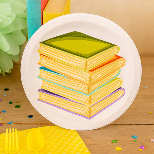 Assiettes En Carton Pile de livres Amour des livres Art et lecture