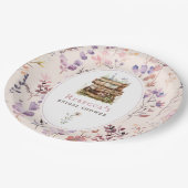 Assiettes En Carton Pile de livres Baby shower aquarelle fleur sauvage (Angle)