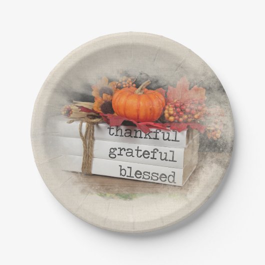 Assiettes En Carton Pile de livres d'automne (Devant)