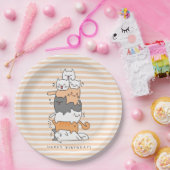Assiettes En Carton Pile mignonne de chats Joyeux anniversaire (Fête)