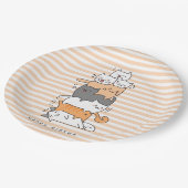 Assiettes En Carton Pile mignonne de chats Joyeux anniversaire (Angle)