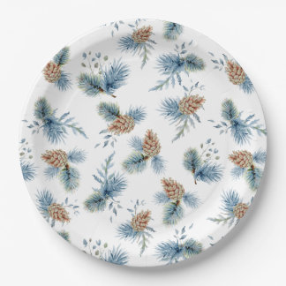 Assiettes En Carton Pin d'hiver et Evergreens