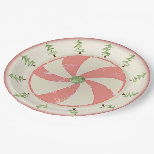 Assiettes En Carton Pin et menthe poivrée (Angle)