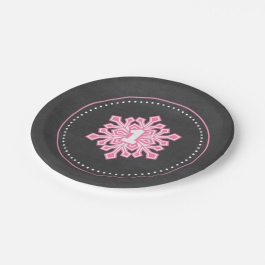 Assiettes En Carton Pin lunatique d'anniversaire de flocon de neige (Angle)