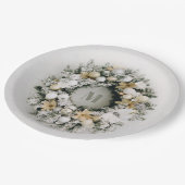 Assiettes En Carton Pin neigeux - couronne de Noël (Angle)