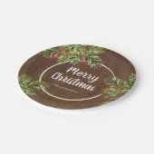 Assiettes En Carton Pin rustique et Berry Aquarelle Noël (Angle)