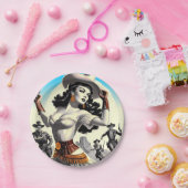 Assiettes En Carton Pin-up Ouest rétro (Fête)
