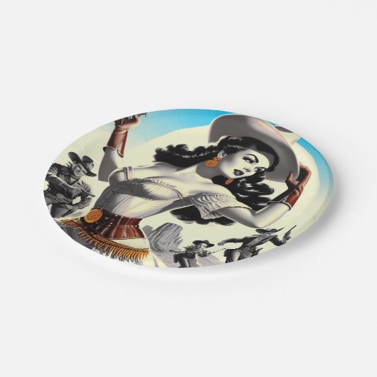 Assiettes En Carton Pin-up Ouest rétro (Angle)